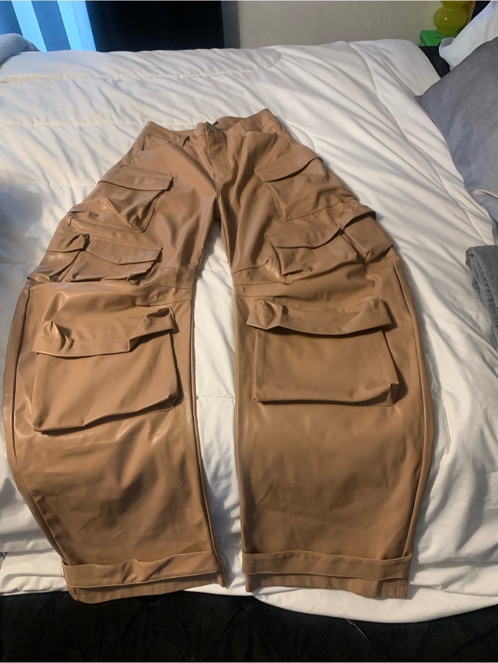 High-Rise Cargo Pants in Tan